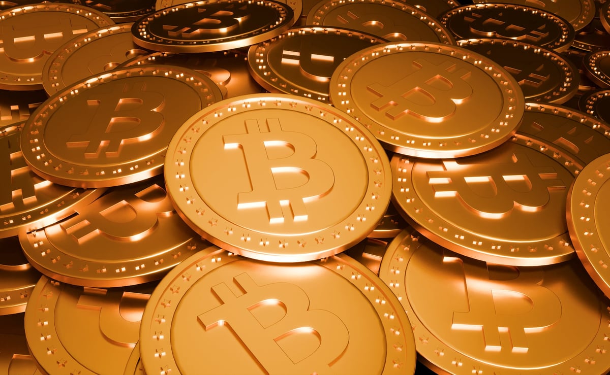 Golden Bitcoin coins — CryptoExchangePortal.com is a premium domain for acquisition